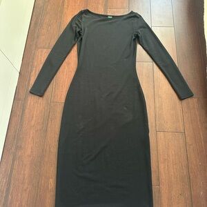 Long sleeve boat neck midi dress